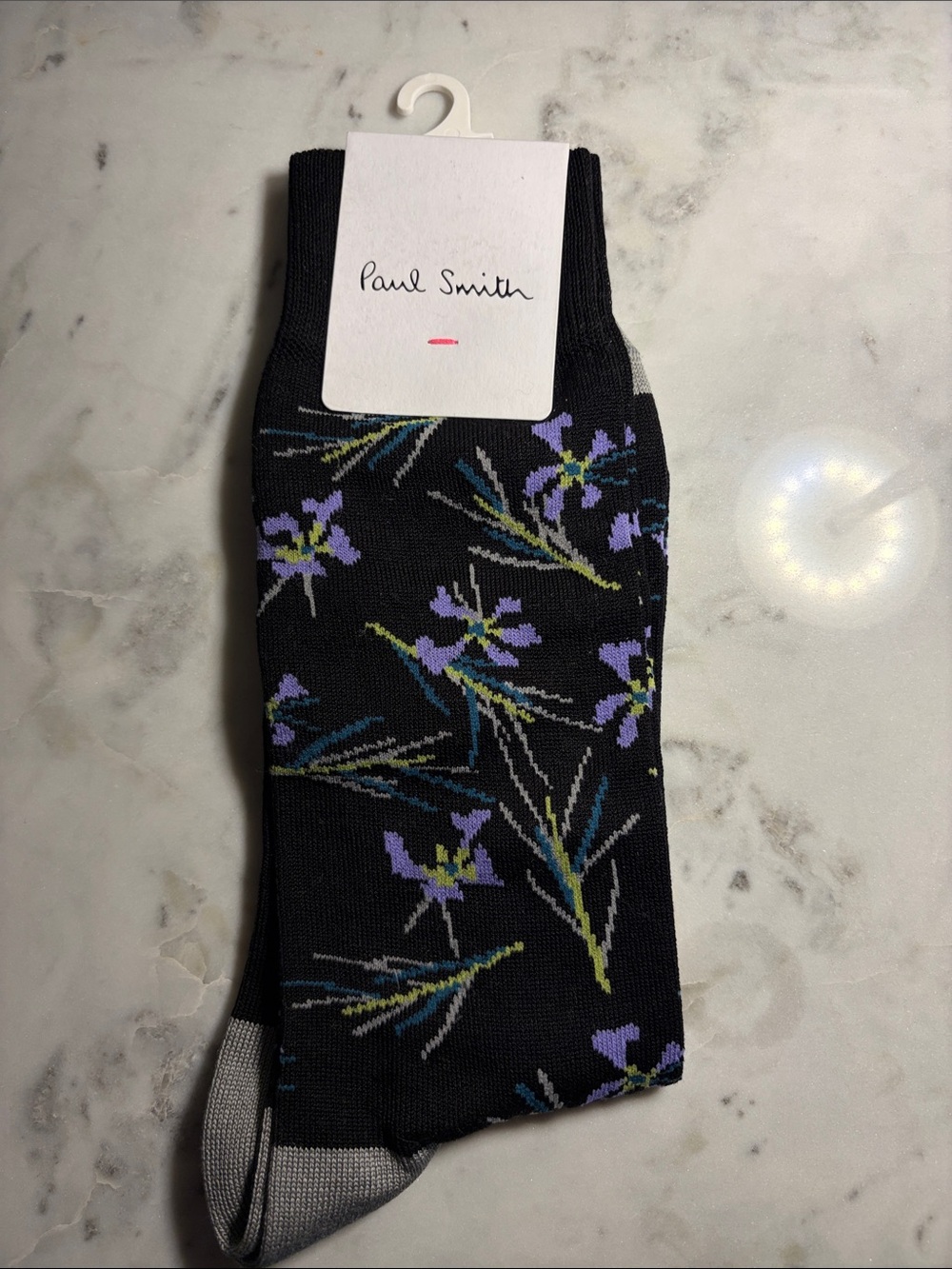 Paul Smith Black Socks with Purple Floral Motif